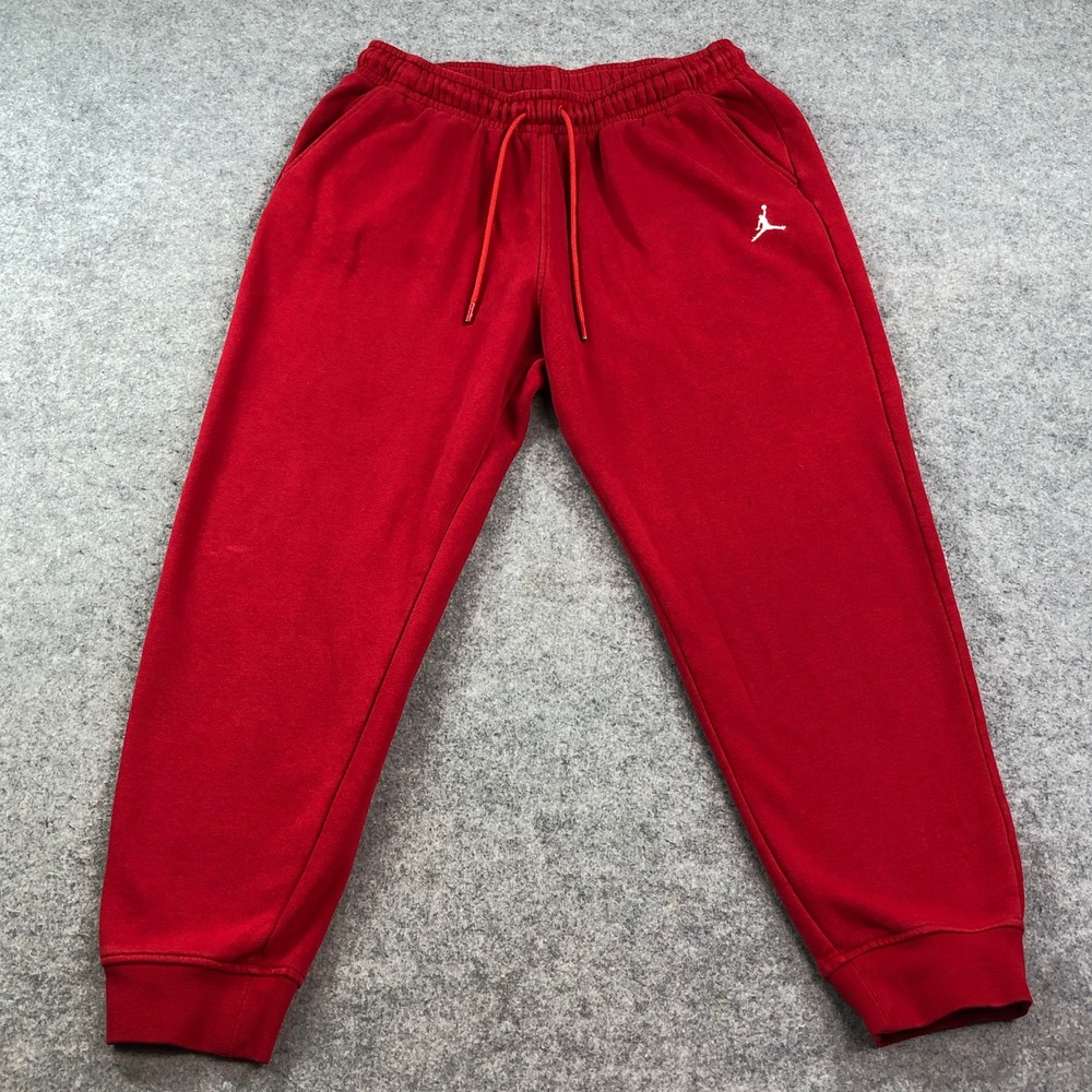 Jordan Mens Sweatpants L Tapered Red Athletic Fit Streetwear Jumpman Air Cotton